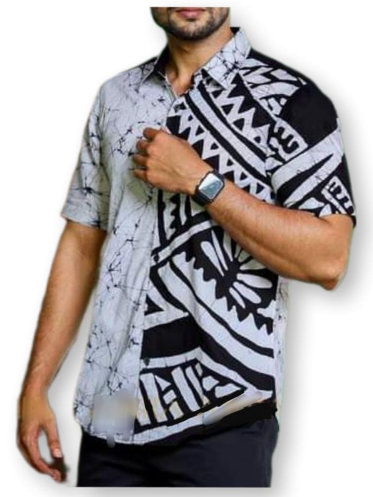 batik shirt black white
